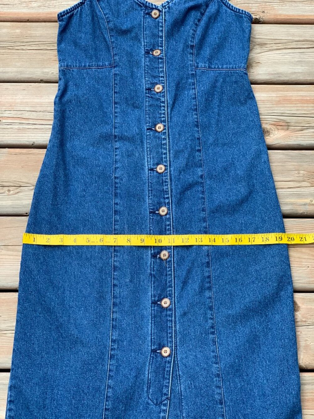 Vtg Denim Maxi Midi Dress 8 Button Front 100% Cotton Cottagecore Modest 90s Boho - Picture 14 of 16